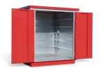 A steel Armorgard heavy-duty site storage unit with a steel construction, secure locking, and a load-rated base.