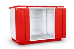 A steel Armorgard heavy-duty site storage unit with a steel construction, secure locking, and a load-rated base.