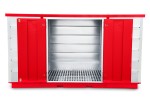 A steel Armorgard heavy-duty site storage unit with a steel construction, secure locking, and a load-rated base.