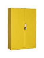 A steel Armorgard lockable flammable-liquids storage cabinet with double doors and sump containment, for safely storing hazardous substances on site.