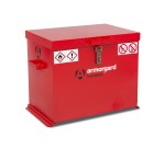 A steel Armorgard heavy-duty site storage unit with a steel construction, secure locking, and a load-rated base.