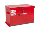 A steel Armorgard heavy-duty site storage unit with a steel construction, secure locking, and a load-rated base.