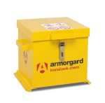 A steel Armorgard heavy-duty site storage unit with a steel construction, secure locking, and a load-rated base.