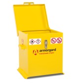 A steel Armorgard heavy-duty site storage unit with a steel construction, secure locking, and a load-rated base.