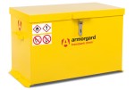 A steel Armorgard heavy-duty site storage unit with a steel construction, secure locking, and a load-rated base.