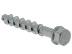A metal concrete screw anchor with a hex head with a partially threaded shaft and a drill point tip, designed for direct fixing into pre-drilled holes in concrete or masonry.