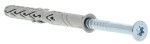 A nylon frame anchor with a countersunk head and nylon expansion plug, designed for securing window and door frames to masonry walls.