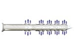 A nylon frame anchor with a countersunk head and nylon expansion plug, designed for securing window and door frames to masonry walls.