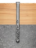 A nylon frame anchor with a countersunk head and nylon expansion plug, designed for securing window and door frames to masonry walls.