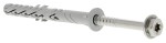 A nylon frame anchor with a countersunk head and nylon expansion plug, designed for securing window and door frames to masonry walls.