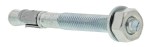 A metal through bolt anchor with a hex nut and washer, featuring a threaded shaft and expansion sleeve, designed for securing heavy loads to concrete or masonry surfaces.