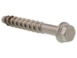An A4 stainless steel 8×80mm hex head masonry screw with a specially hardened thread, designed for direct fixing into concrete, brick, and block without a plug.