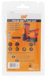 An orange and black Spit cordless power tool, with an ergonomic grip, designed for use on construction and maintenance tasks.