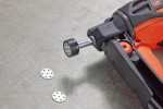 A steel flat washer with a central hole for use with a bolt or screw to distribute clamping load and protect the mating surface.,