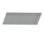 A strip of collated galvanised framing nails with angled tips, connected in a paper or plastic tape strip for use in a nail gun.