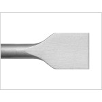 A hardened steel SDS demolition chisel with a wide flat blade, designed for use with SDS rotary hammers to break out tiles, mortar, and concrete.