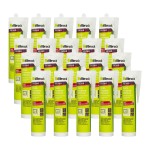 A 310ml cartridge of white silicone sealant with a flexible cured finish, for sealing joints around kitchens, bathrooms, and windows.