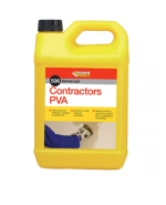 A 5kg bottle of Everbuild PVA wood adhesive with a flip-top nozzle, for bonding timber joints and priming porous surfaces.