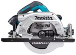 A teal and black Makita cordless circular saw with a 18V motor, an adjustable bevel plate, and a blade guard, for ripping and cross-cutting timber.