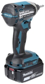 A teal and black Makita cordless combi drill with an 18V motor, a 13mm keyless chuck, and hammer, drill, and screwdriver modes.