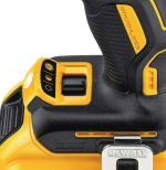A yellow and black DEWALT cordless combi drill with an 18V motor, a 13mm keyless chuck, and hammer, drill, and screwdriver modes.