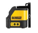 A yellow and black DEWALT self-levelling laser level projecting horizontal and vertical lines, for precision alignment and setting-out work.