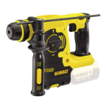 A yellow and black DEWALT cordless SDS-Plus rotary hammer drill with 18V hammer, rotation, and chisel modes, for drilling and chiselling into concrete and masonry.