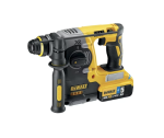 A yellow and black DEWALT cordless combi drill with an 18V motor, a 13mm keyless chuck, and hammer, drill, and screwdriver modes.