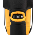 A yellow and black DEWALT cordless jigsaw with 18V orbital action and a variable-speed trigger, for cutting curves and internal shapes.