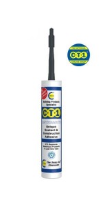 A 290ml cartridge of white grab adhesive with a high-initial-bond formula, for instantly fixing panels, skirtings, and architraves.