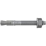 A galvanised M12 through bolt anchor with a hex nut and washer, featuring a threaded shaft and expansion sleeve, designed for securing heavy loads to concrete or masonry surfaces.