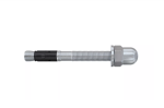 A metal through bolt anchor with a hex nut and washer, featuring a threaded shaft and expansion sleeve, designed for securing heavy loads to concrete or masonry surfaces.