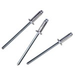 A stainless steel 4.8×8mm dome-head blind rivet with a steel mandrel, used for joining sheet materials where access is only available from one side.