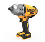 A yellow and black DEWALT cordless impact driver with a 18V motor, a hex-chuck, and variable speed, for high-torque screw driving and fastening.