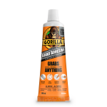A 200ml cartridge of Gorilla white grab adhesive with a high-initial-bond formula, for instantly fixing panels, skirtings, and architraves.