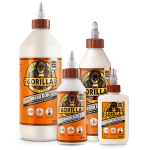 A 236ml bottle of Gorilla PVA wood adhesive with a flip-top nozzle, for bonding timber joints and priming porous surfaces.