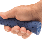 A ball pein hammer with a flat striking face and a hemispherical pein, used in metalworking for riveting and shaping.