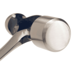 A ball pein hammer with a flat striking face and a hemispherical pein, used in metalworking for riveting and shaping.