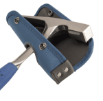 A hammer with a steel head and a steel-handled handle, for general fastening and construction use.