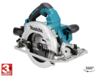 A teal and black Makita cordless circular saw with a 18V motor, an adjustable bevel plate, and a blade guard, for ripping and cross-cutting timber.