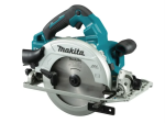 A teal and black Makita cordless circular saw with a 18V motor, an adjustable bevel plate, and a blade guard, for ripping and cross-cutting timber.