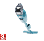 A teal and black Makita cordless leaf blower with 18V variable airflow control and a concentrator nozzle.,