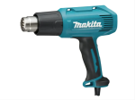 A teal and black Makita heat gun with dual temperature settings and a soft-grip handle, for shrinking, stripping, and bending.