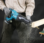 A teal and black Makita cordless reciprocating saw with variable speed and a quick-release blade clamp, for demolition and rough cutting.