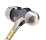 A ball pein hammer with a flat striking face and a hemispherical pein, used in metalworking for riveting and shaping.