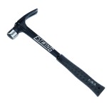 A framing hammer with a waffle-textured steel head, a straight rip claw, and a long steel-handled handle, designed for heavy-duty structural carpentry.