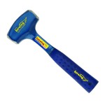 A hammer with a steel head and a steel-handled handle, for general fastening and construction use.