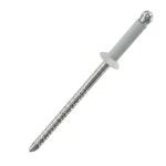 A close up image of a painted CHROMAFIX Countersunk Blind Rivet in the colour RAL 7035 Light Grey,