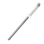 A close up image of a painted CHROMAFIX Countersunk Blind Rivet in the colour RAL 9010 Pure White,