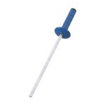 A close up image of a painted CHROMAFIX Blind Rivet in the colour RAL 5010 Gentian Blue,